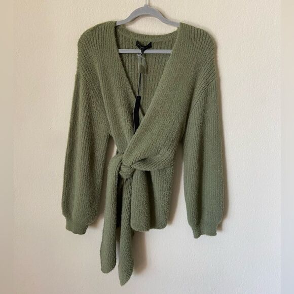 NWT House of Harlow x Revolve Khalida Alpaca Wool Green Sweater V Neck Size S - Picture 7 of 12